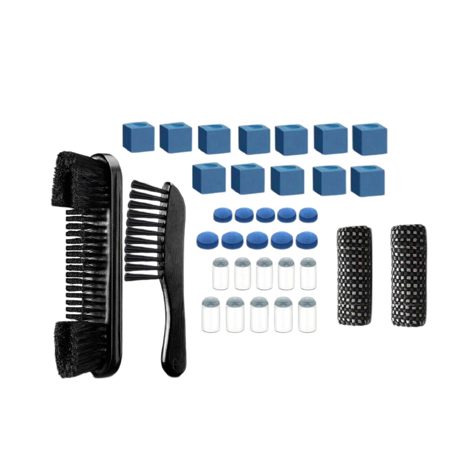Billiards Pool Table with Rail Brush Wooden Cleaning Brush 10 Blue Cue Tips  Durable Cleaning Tools Billiard Accessories