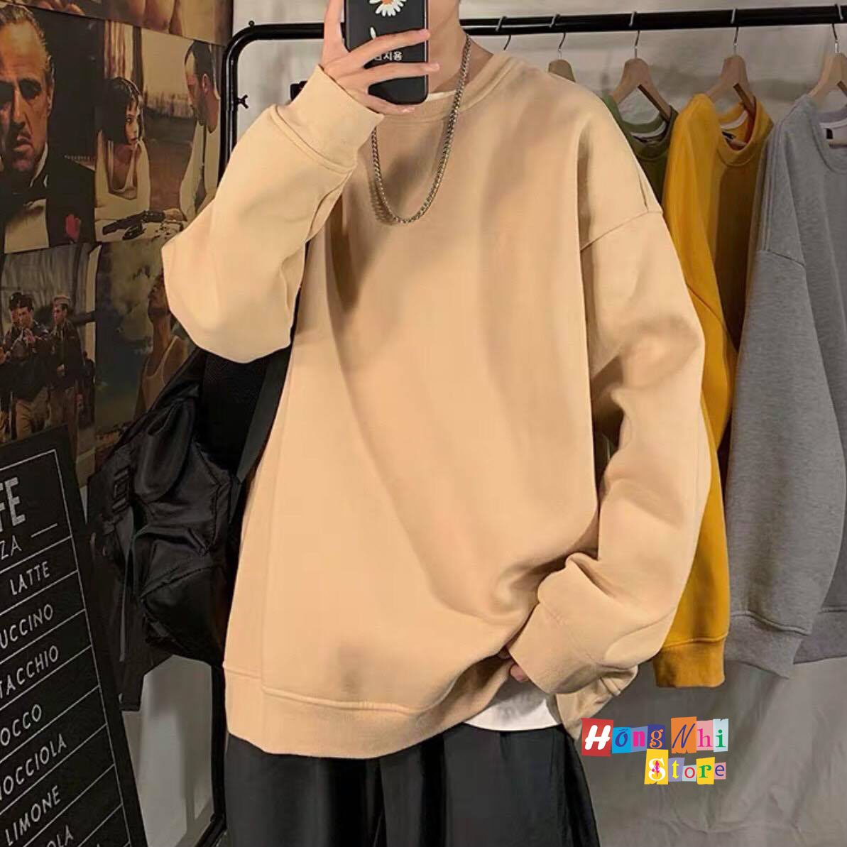 Áo Sweater Trơn Chất Nỉ Lót Bông Màu Nude - Sweater Unisex - MM