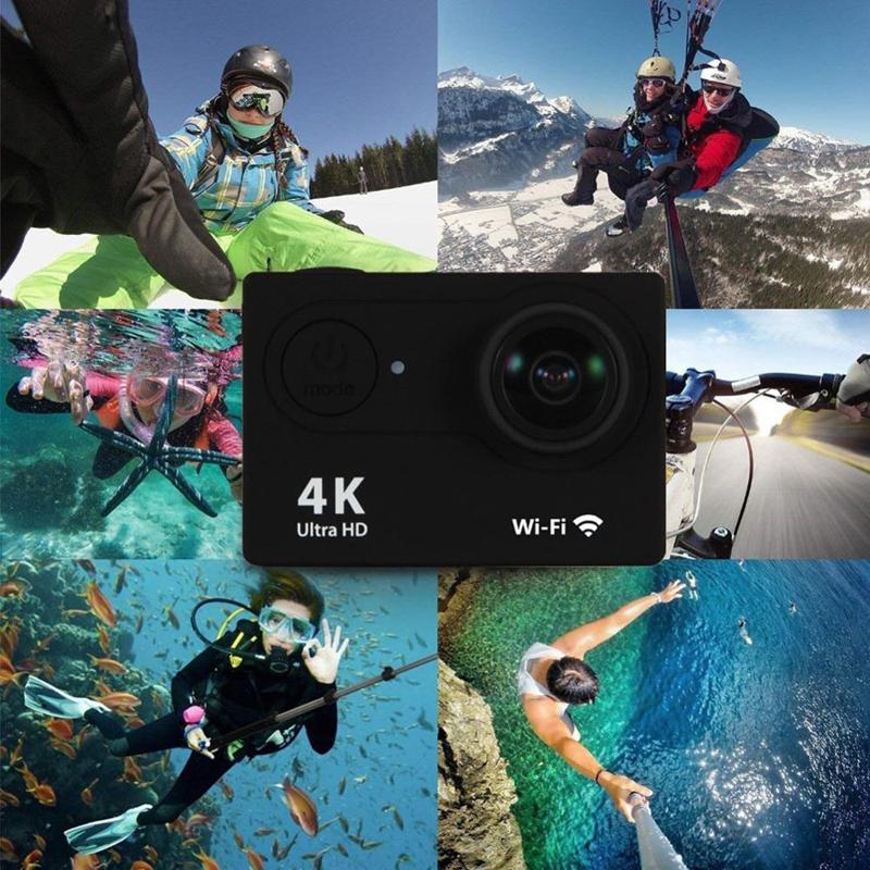 Camera Hành Động Mini Ultra HD 4K/30fps WiFi Màn Hình 2.0 Inch 170D Cam Chống Nước 30M Dưới Nước Mũ Bảo Hiểm Video Camera Thể Thao Ngoài Trời