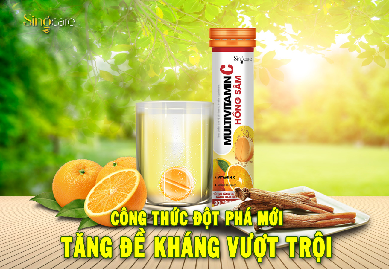 Multivitamin C Hồng sâm - dạng sủi hỗ trợ tăng cường sức khỏe, nâng cao sức đề kháng