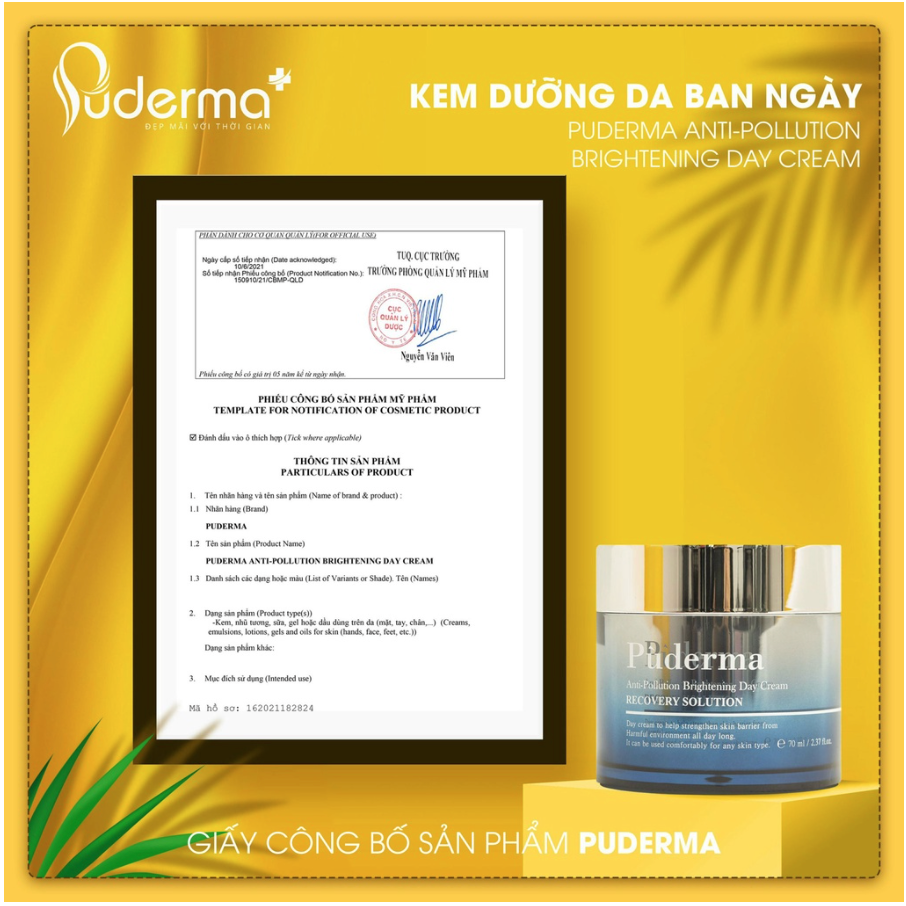 Bộ Kem Dưỡng Trắng Da Ngày và Đêm Puderma: Nâng Cơ, Chống chảy xệ, Giảm nếp nhăn, bật tone trang điểm.
