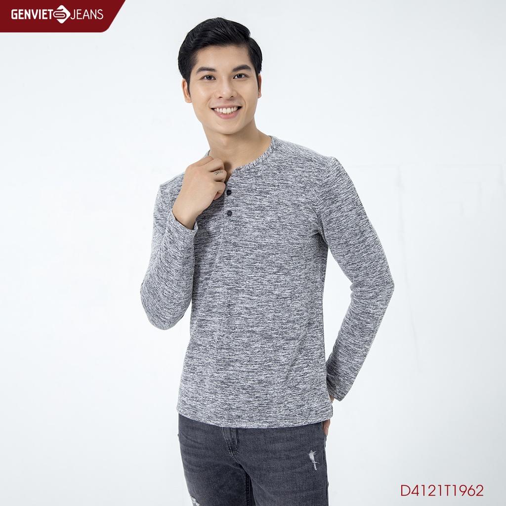 Áo Thun Nam Dài Tay Cổ Bổ Trụ GENVIET D4121T1962