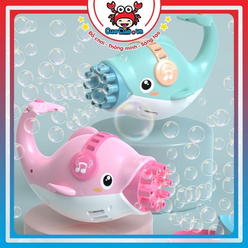 Súng bắn bong bóng cá heo 10 nòng cho bé - Súng máy phun thổi bong bóng xà phòng hình cá heo đồ chơi trẻ em ngoài trời