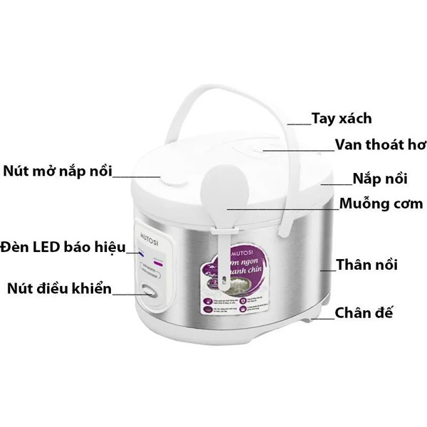 Nồi Cơm Điện Điều Khiển Cơ MUTOSI MR-56 1.8 LÍT - Hàng Chính Hãng