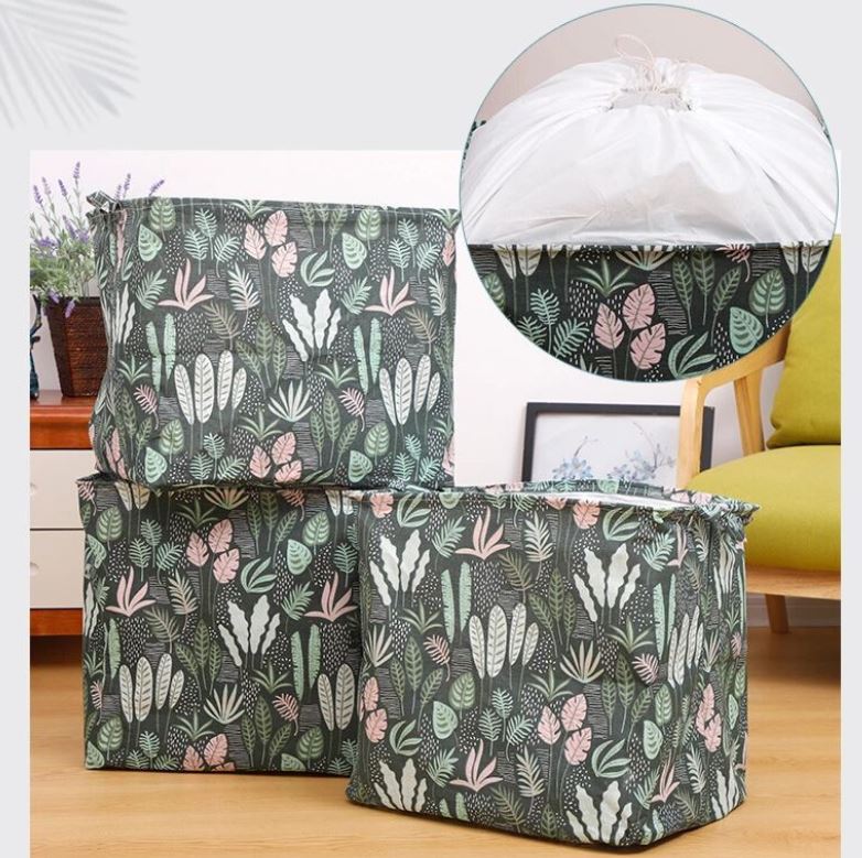 Giỏ Đựng Đồ Xếp Gọn Tiện Lợi Có Quai Sách Và Dây Rút 47x42x37cm