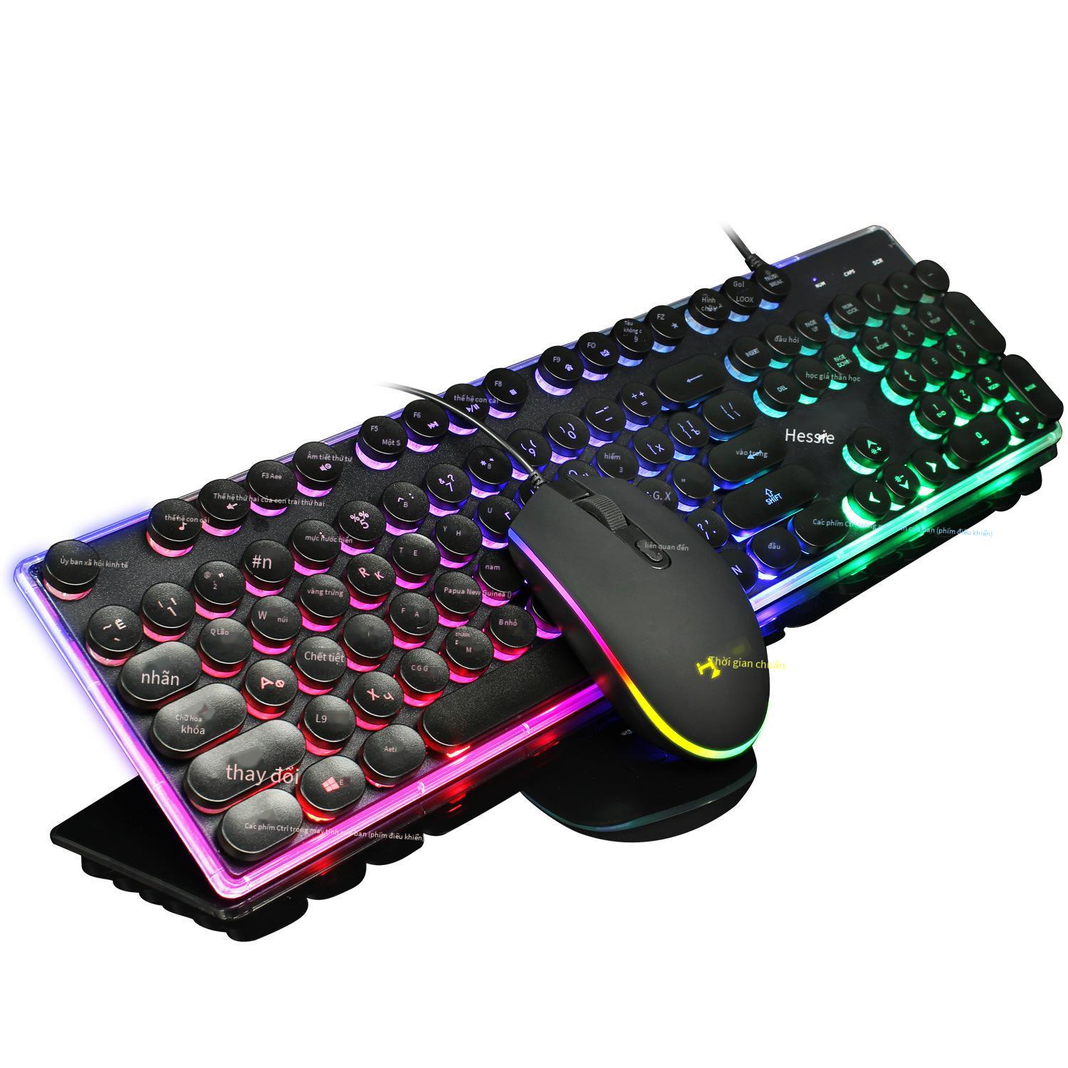 Bộ bàn phím chơi game có đèn nền V300 của Nga được ưa chuộng nhất Bộ bàn phím chuột có dây dạ quang RGB đặt tại chỗ