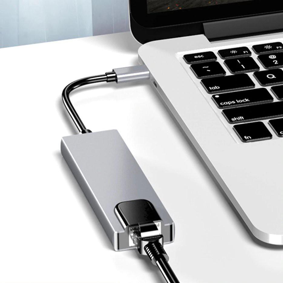Bộ chuyển đổi nguồn 5/6 trong 1 USB type C Hdmi 4K USB 3.0 PD sang Ethernet Rj45 Lan