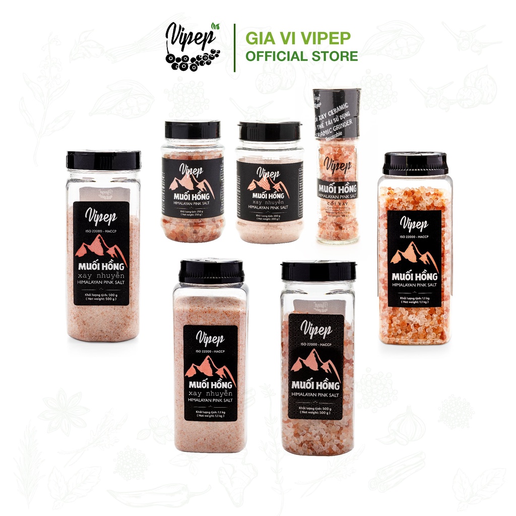 Muối Hồng Himalaya Nguyên Hạt Vipep Hũ Nhựa 500g - Gia vị Vipep