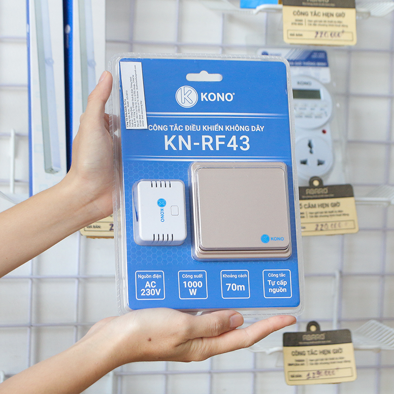 Bộ công tắc điều khiển từ xa KONO KN-RF43, tắt mở đèn dễ dàng với một nút bấm và một bộ thu, dễ dàng di chuyển nút bấm
