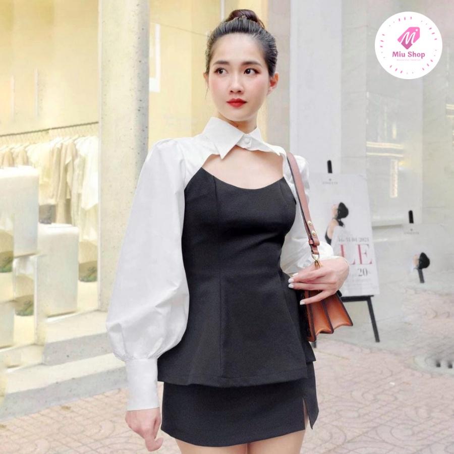 Áo Peplum Cổ Sơ Mi