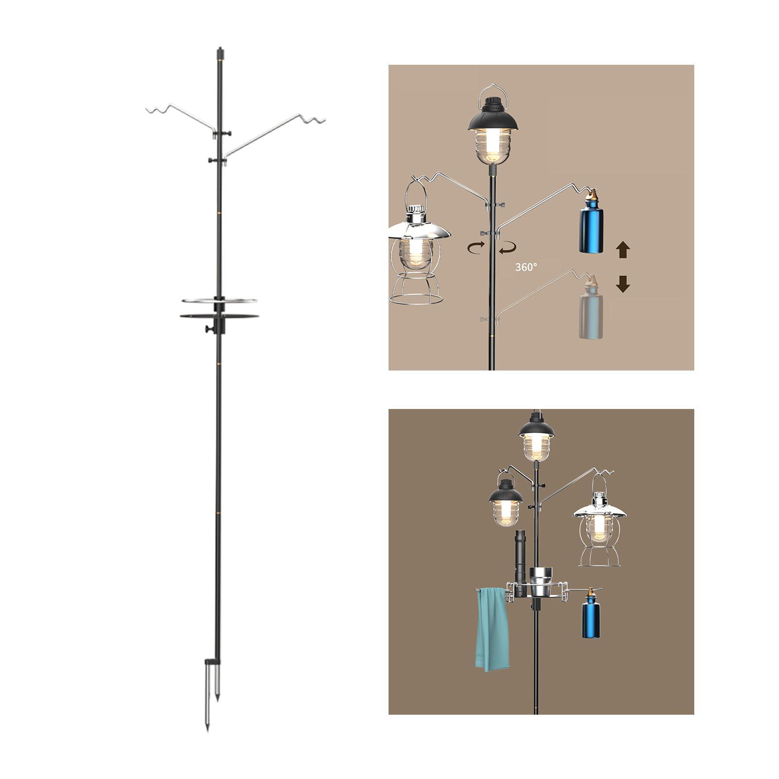 Camping Lantern Stand, Lantern Pole Hanger, Detachable Adjustable Light Holder, Camping Light Pole, for Fishing BBQ Backpacking Traveling Garden