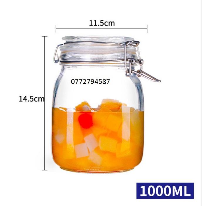 Hũ Thủy Tinh Bầu Nắp Gài Gọng Thép 500ml , 750ml , 1000ml
