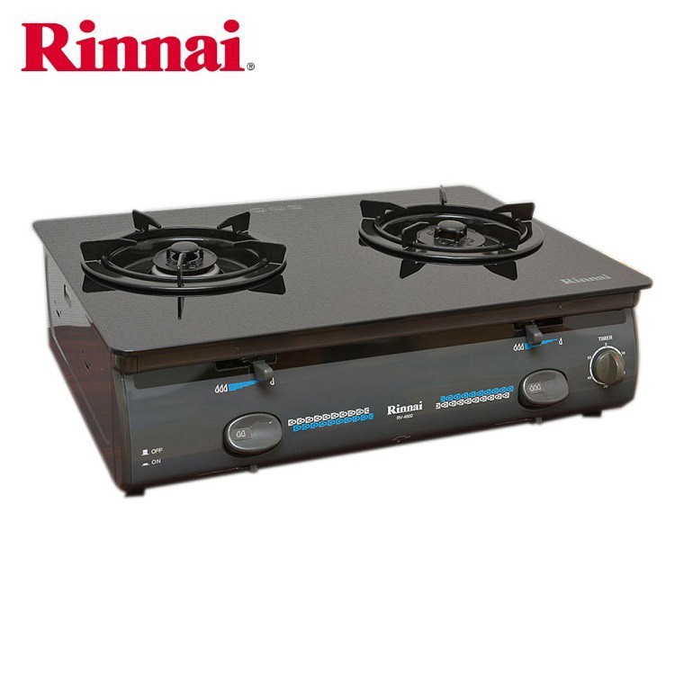 Bếp gas 6 tấc Rinnai RV-4600GLT, 2 vòng lửa có ngắt gas tự động - Hàng chính hãng