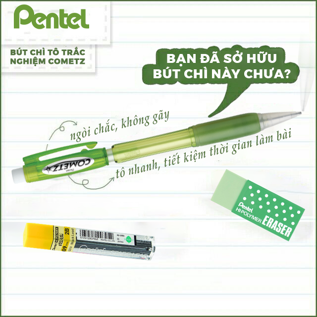 Bút chì bấm kim Cometz Pentel 0.9mm AX119