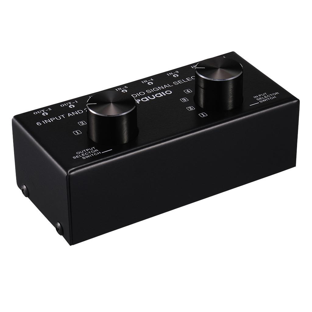 1PCS 2 Port Input 6 Output Video Audio AV RCA Switch Switcher Selector Box