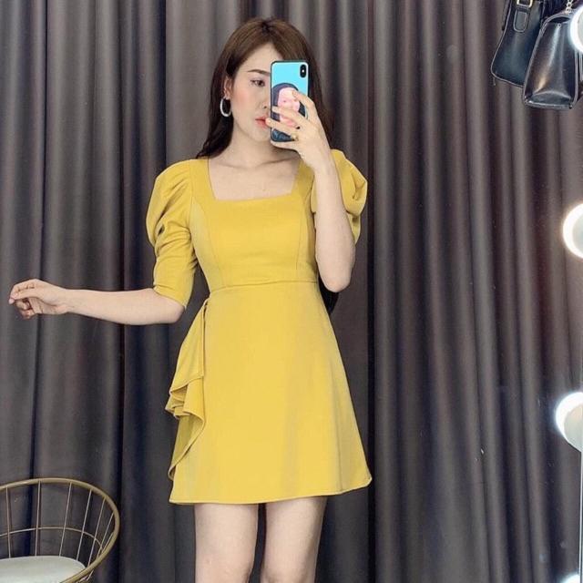 ĐẦM XOÈ CỔ VUÔNG NHÚN BÈO -MS27T - Free size đến 55kg MMR