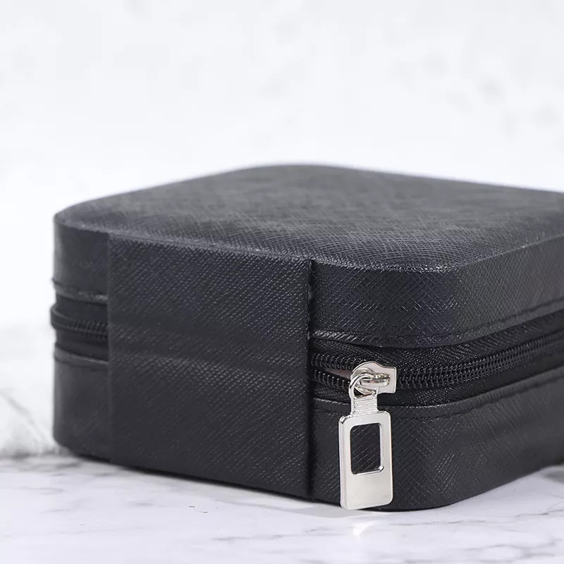 Hộp Đựng Trang Sức Du Lịch Bằng Da Pu Có Khóa Kéo Size 10x10x5cm
