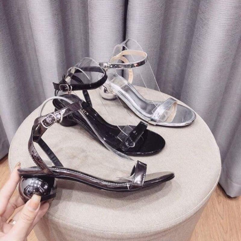 giày cao gót 3p sandal gót tròn ảnh thật