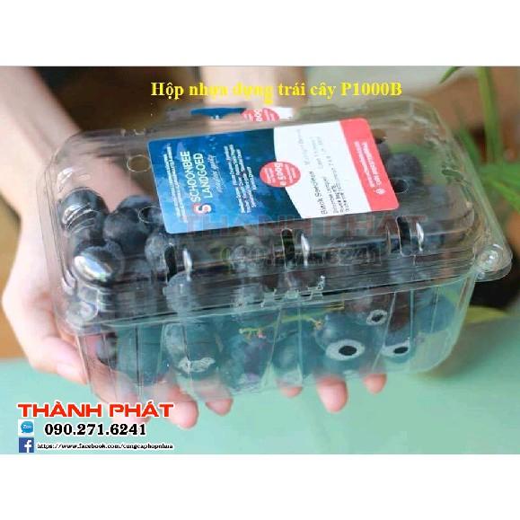 50 Hộp nhựa P1000B đựng trái cây, cherry, nho - Hộp đựng trái cây 1kg