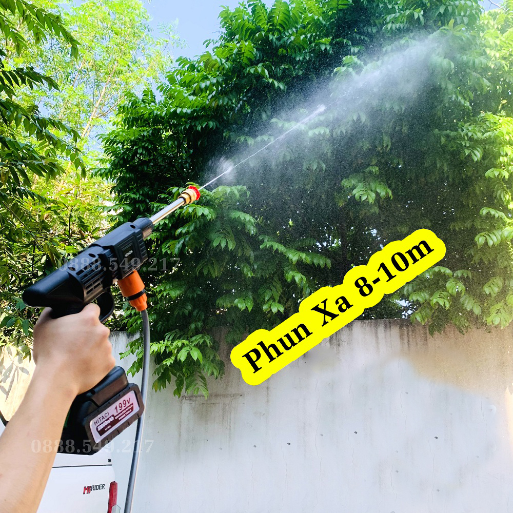 ( BẢN MỚI 2023 ) Máy Rửa Xe Dùng Pin Hl TA CHl 199V Đa Năng - Máy Xịt Rửa Tăng Áp Chuẩn Động Cơ Lõi Đồng Siêu Khỏe Hàng Mới