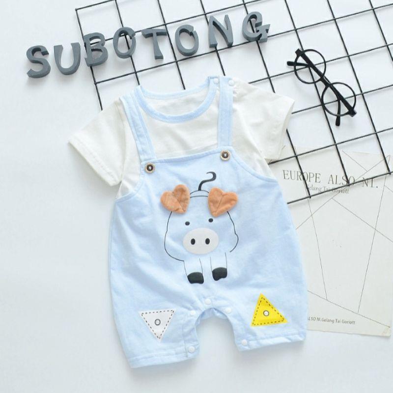 Bộ body yếm ngắn tay bodysuit cho bé trai bé gái sơ sinh từ 3-12kg