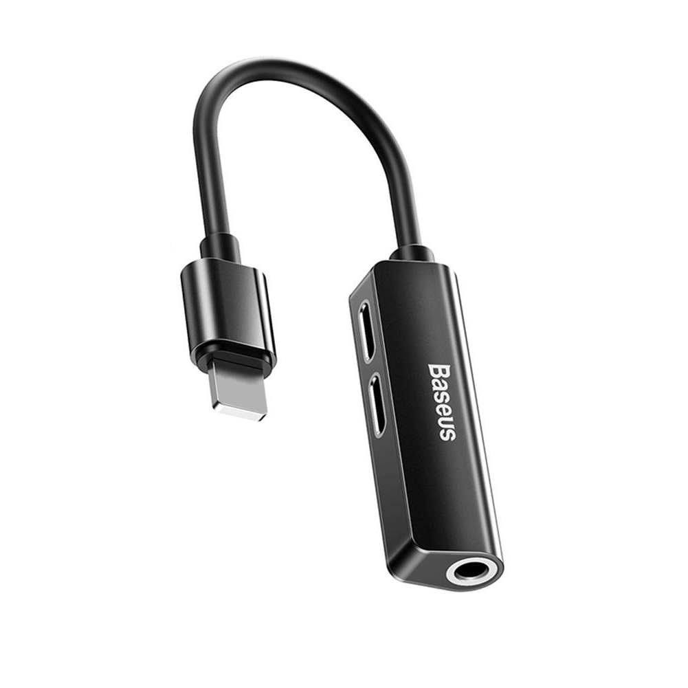 Jack chuyển cổng Lightning sang 2 cổng Lightning và 1 cổng Audio AUX 3.5mm - Jack Baseus L52 cho iPhone/ iPad - Hàng chính hãng