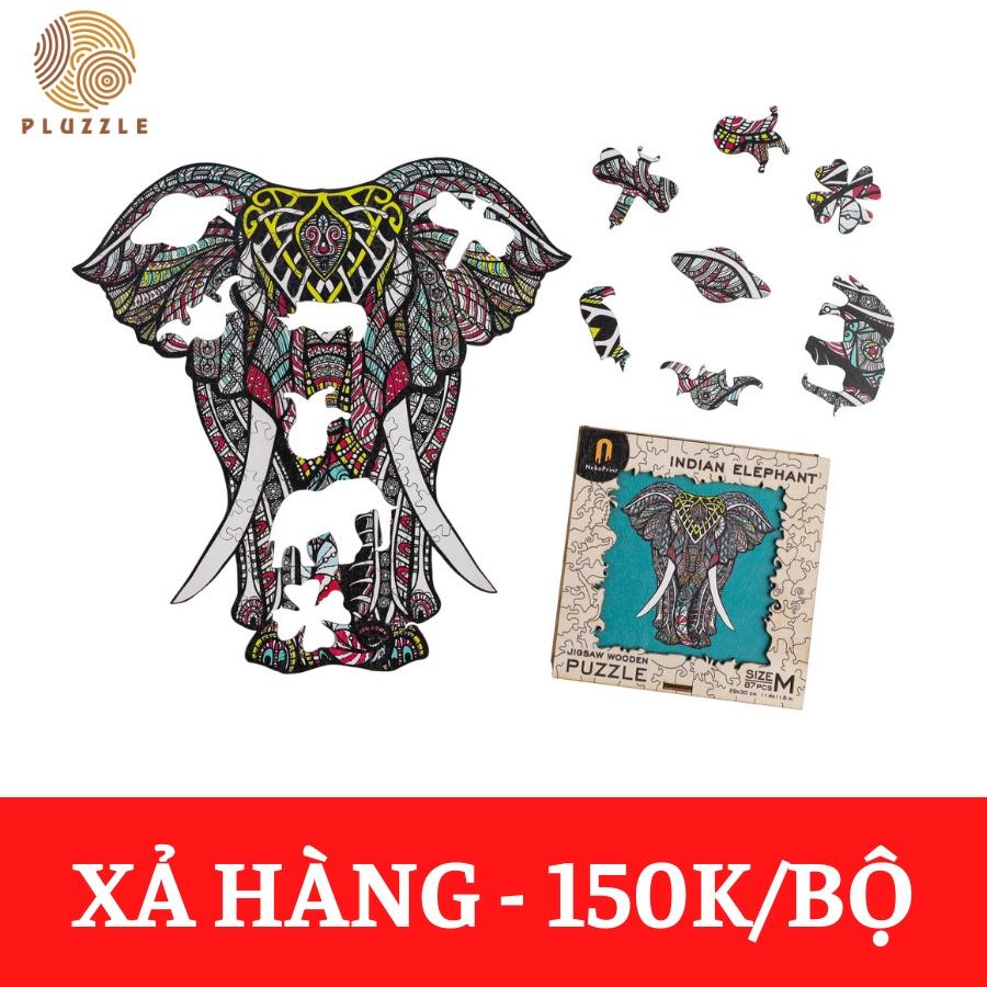 PLUZZLE Bộ xếp hình gỗ thông minh puzzle đồ chơi ghép hình - Con Voi - PZ024-1