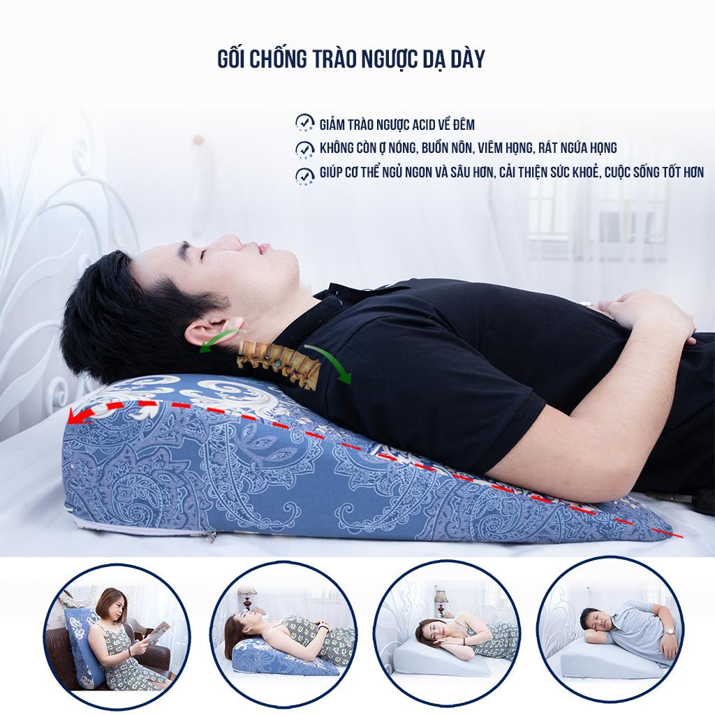 GỐI TRÀO NGƯỢC DẠ DÀY NGƯỜI LỚN YOROKOBI, KÍCH THƯỚC CAO 70*60*18CM , THÍCH HỢP VỚI NGƯỜI BỊ TRÀO NGƯỢC ACID, Ợ CHUA, THOÁI HÓA CỘT SỐNG CỔ, HÀNG THƯƠNG HIỆU - COTTON HOÀNG GIA