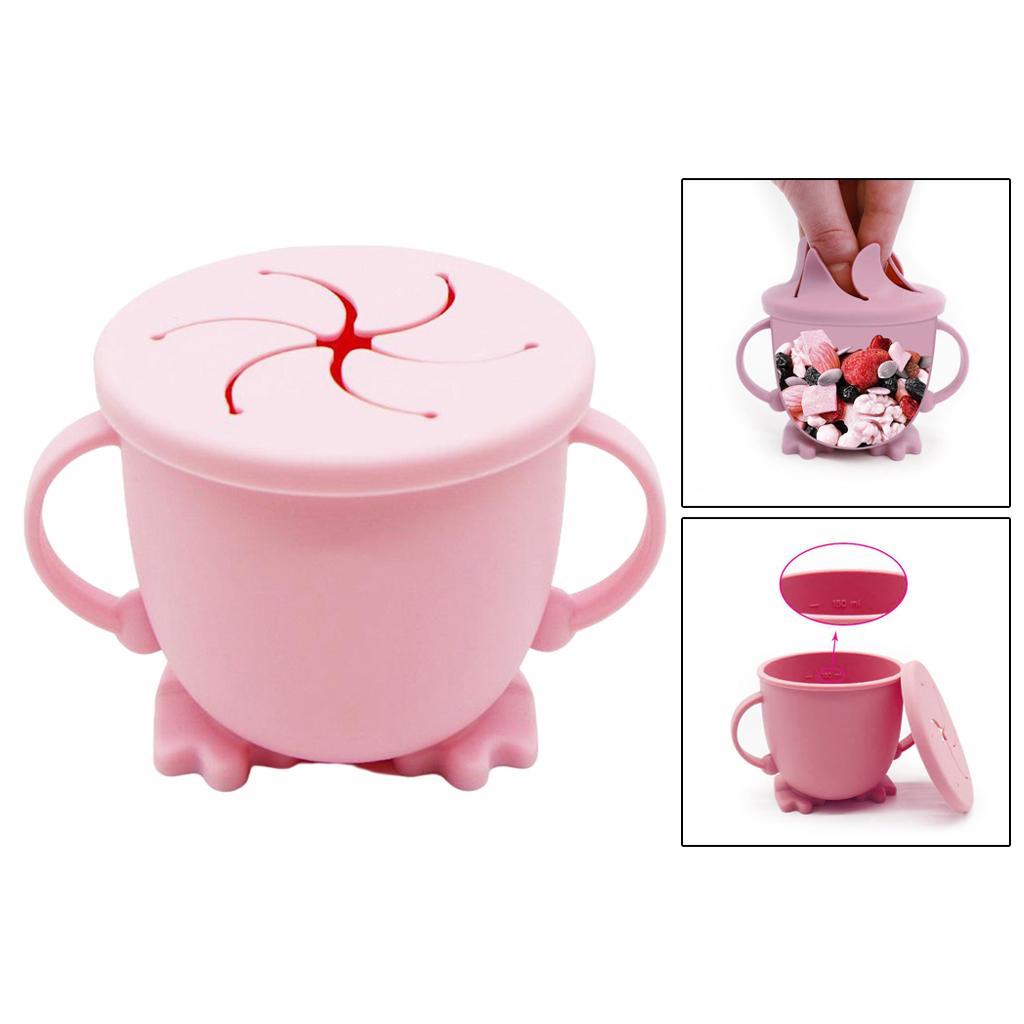 Baby Toddler Silicone With Lid Snack Food Bowl Portable Pink