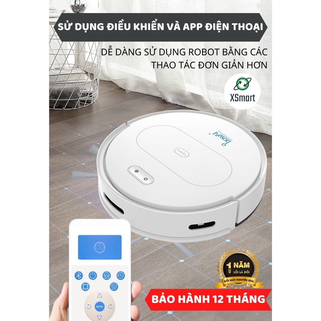 ROBOT Hút Bụi Lau Nhà Tự Động Siêu Thông Minh XSmart Bowai OB11 Premium Có App Điều Khiển, Auto Sạc Pin Làm Sạch Bụi Bẩn Lông Tóc