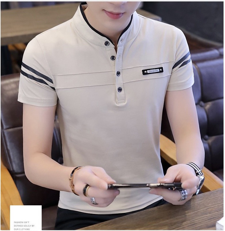 Áo thun nam cổ trụ tay ngắn vải thun cotton xịn co giãn size 40kg đến 85kg MKT01