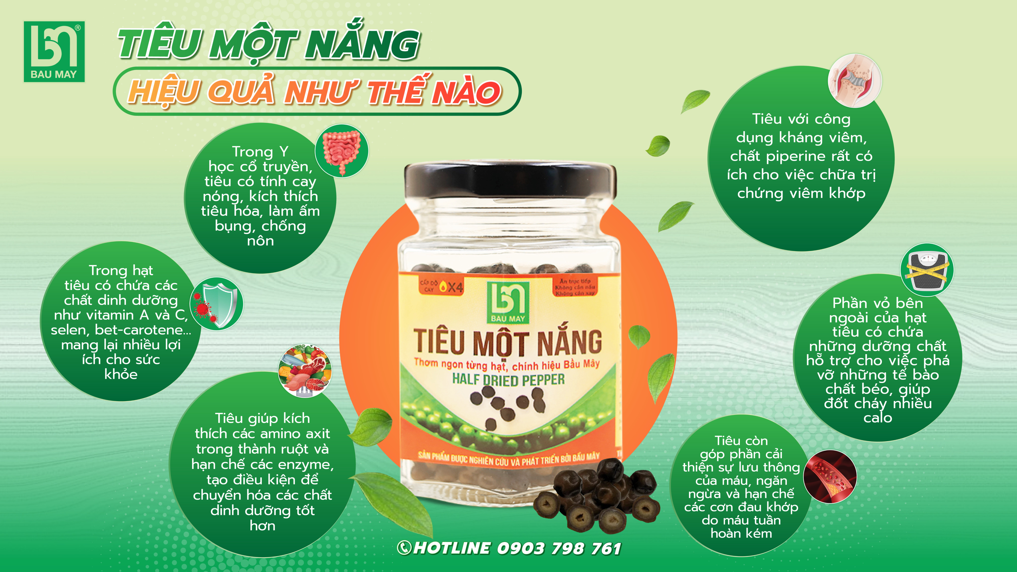 Tiêu một nắng Organic Bầu Mây 50g - Giúp kích thích vị giác, giúp ăn ngon miệng hơn, cải thiện chức năng của hệ tiêu hoá