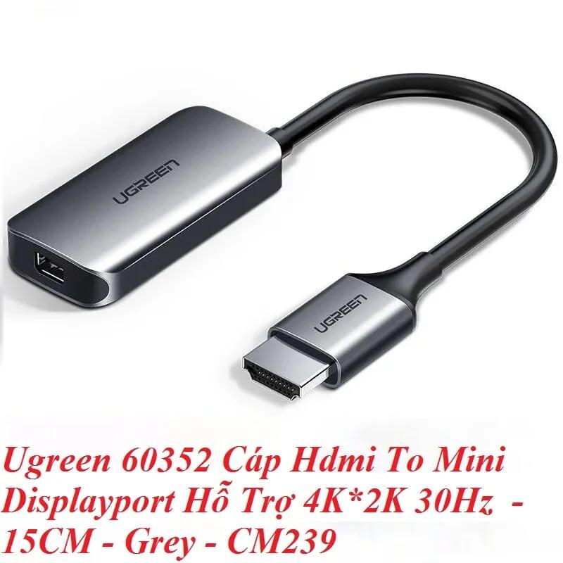 Ugreen UG60352CM239TK 10cm cáp hdmi ra mini displayport hỗ trợ 4k*2k 30hz màu xám - HÀNG CHÍNH HÃNG