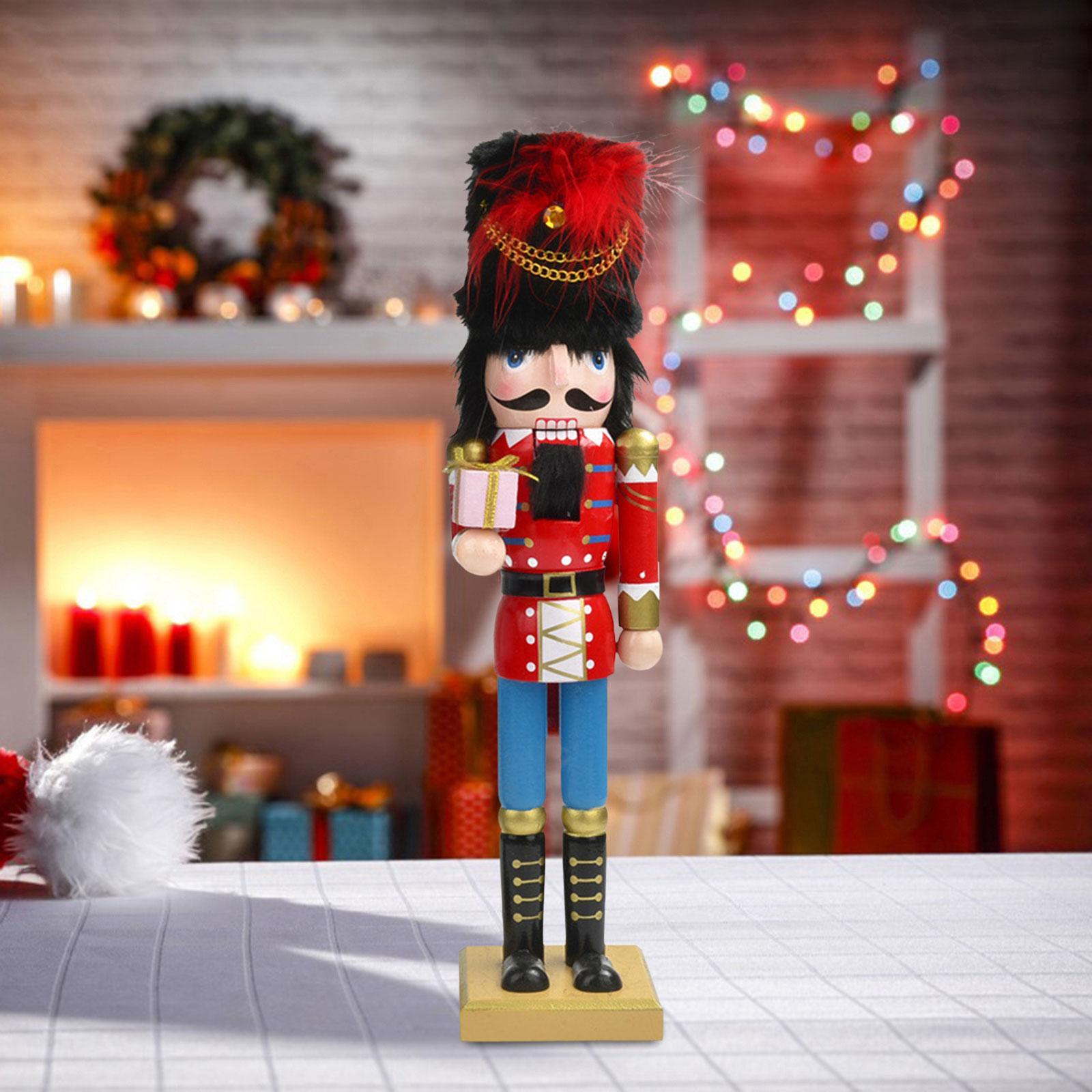 Christmas Nutcracker Figurine Ornament 15inch Decoration Fine Workmanship Sturdy Decorative Wood Doll for House Warming Party