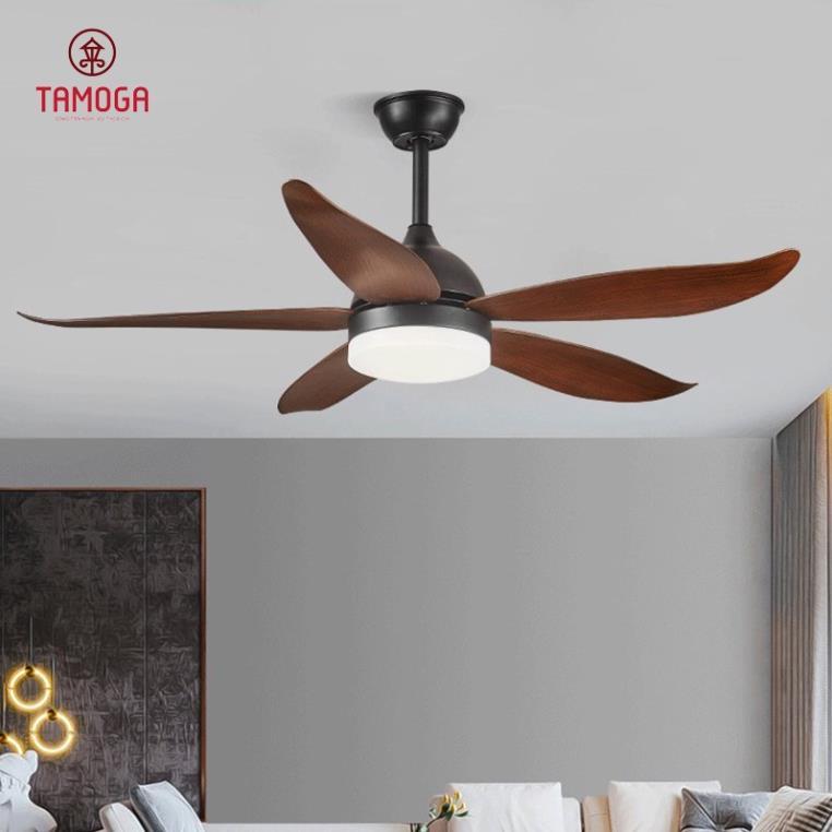 Đèn trần phòng khách 5 cánh gỗ