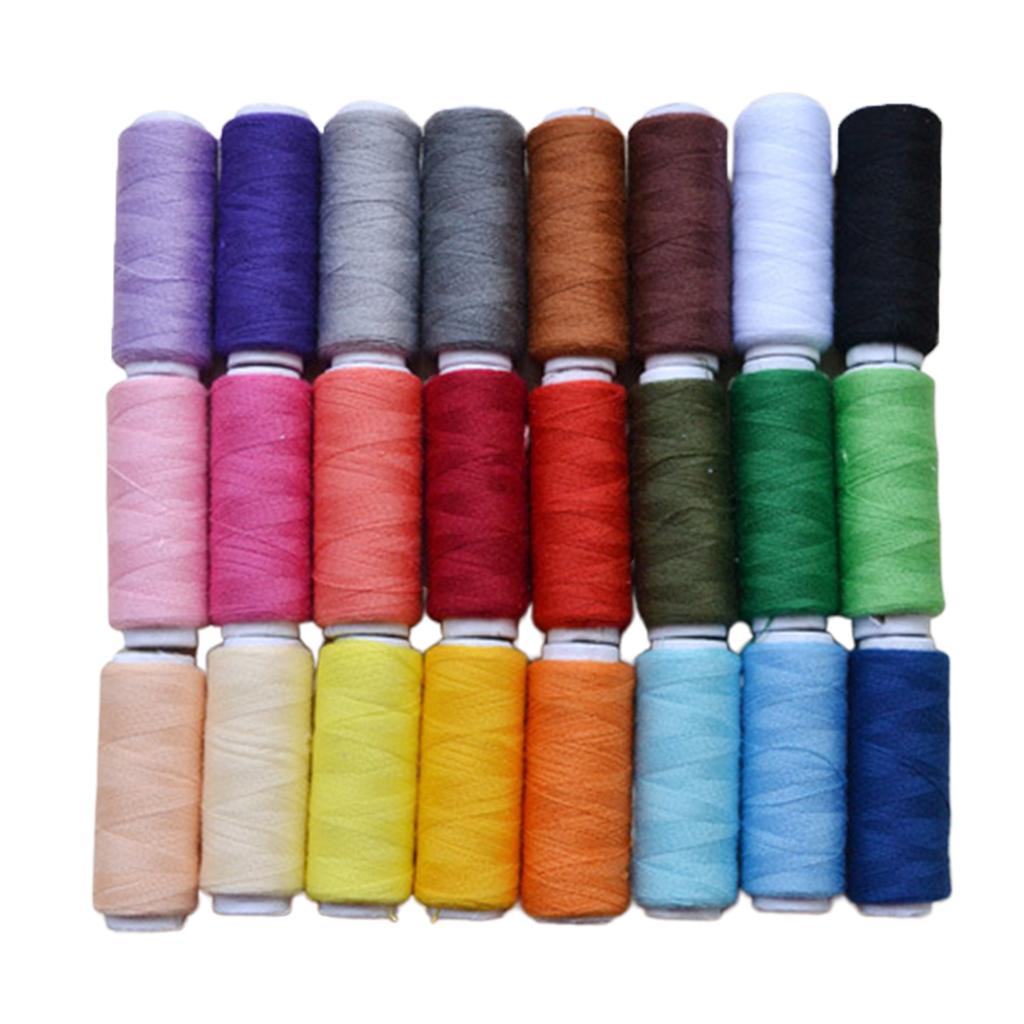 Bộ Chỉ May Bằng Vải Polyester 1Pack / 24 Màu Cho Máy Cầm Tay 200 Yard