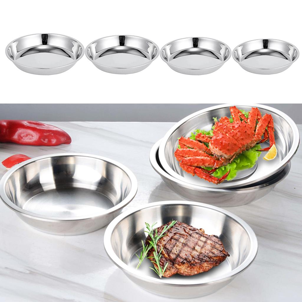 Hotel Stainless Steel Dinner Plate Dish for Salad BBQ Insulated New 24cm