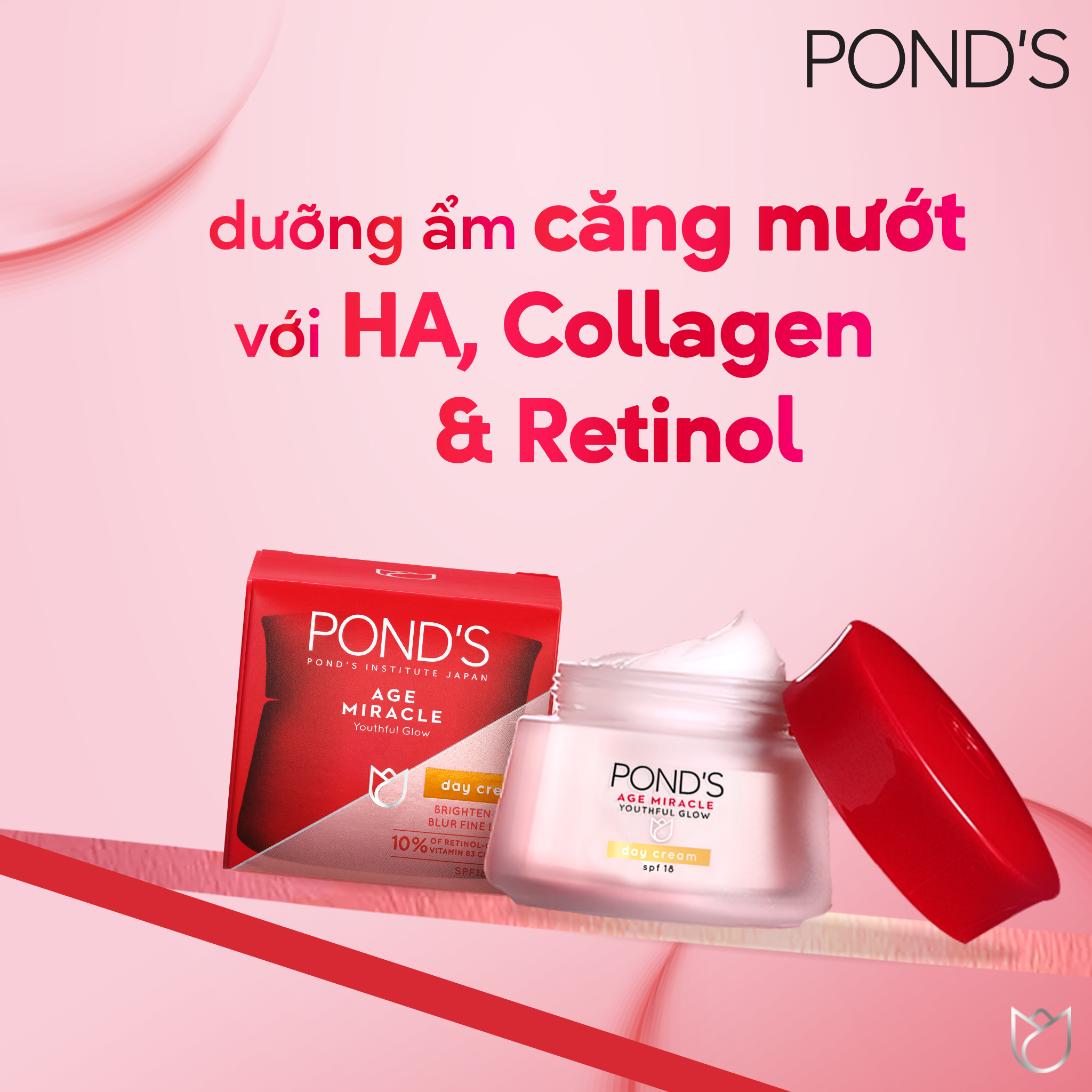 Kem dưỡng lão hóa pond ban ngày Age Miracle Day Cream SPF 18 PA++ 50g-đỏ