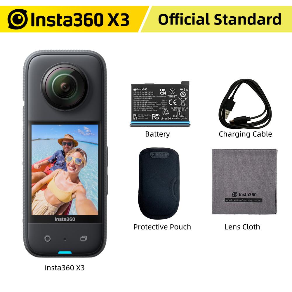 Insta360 X3 - Camera hành động 360 độ chống nước với cảm biến 1/2" 48MP, Video 5.7K 360 Active HDR, Ảnh 360 độ 72MP, Ống kính đơn 4K