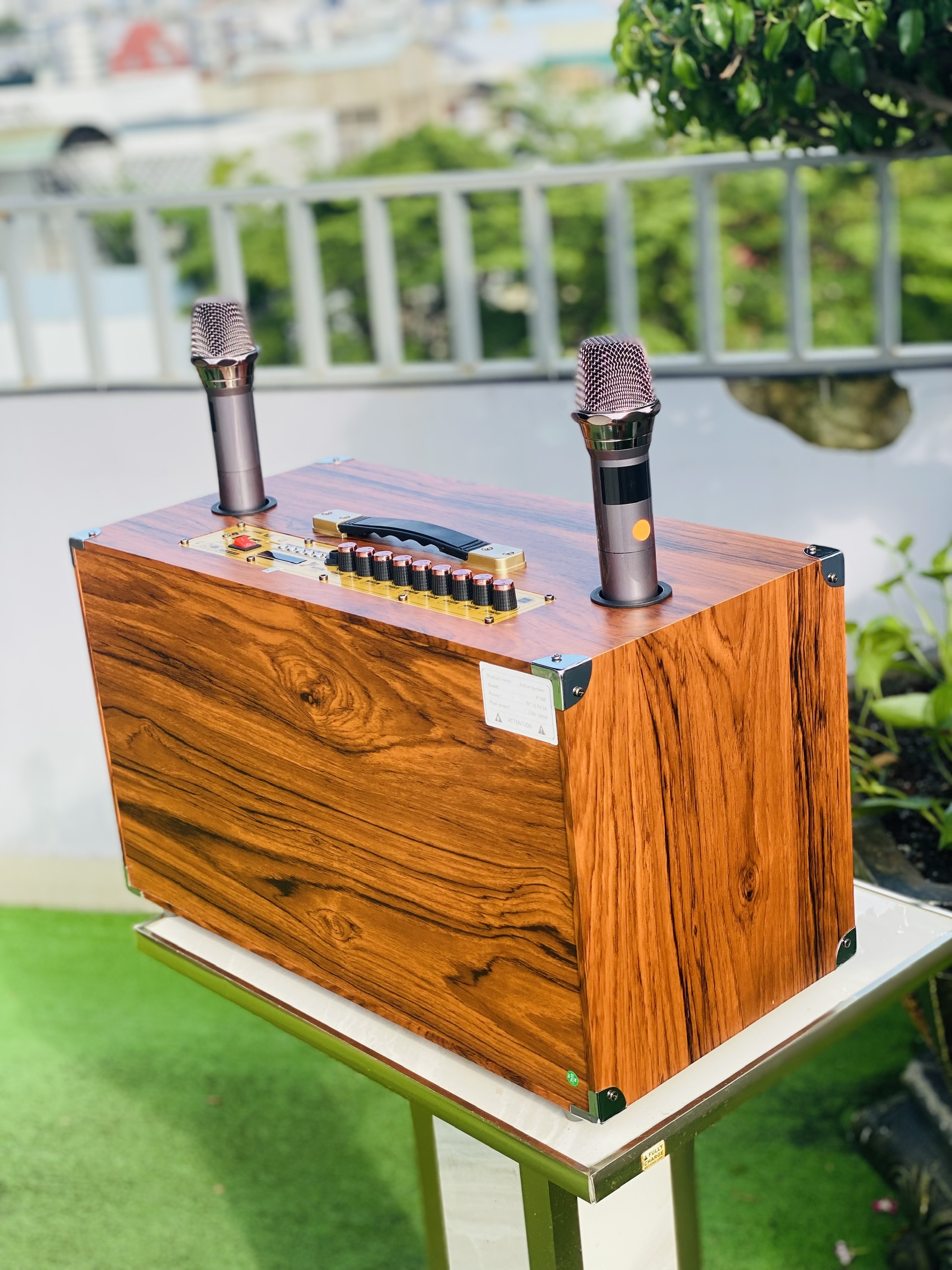 Loa Karaoke Mini P288 Bass đôi 20 Công Suất 350w Kết Nối Bluetooth, Hát Cực Hay Kèm 2 Micro Không Dây Hút Tiếng Hát Nhẹ Hàng Nhập Khẩu