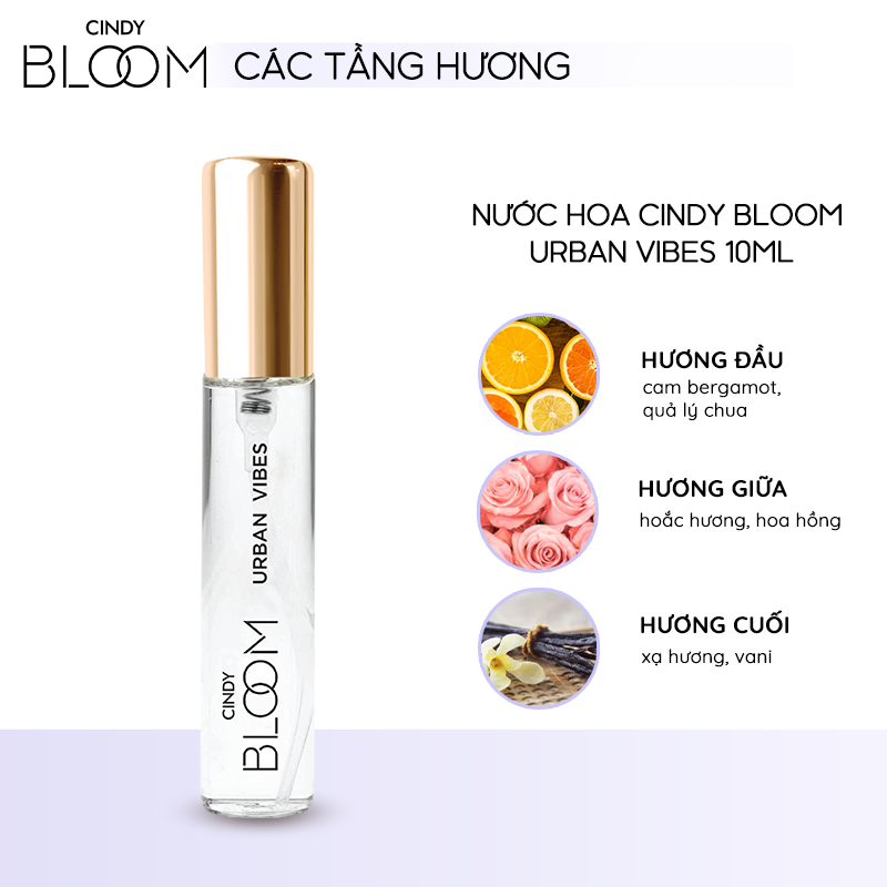 Nước hoa nữ Cindy Bloom Urban Vibes mùi hương tự tin cuốn hút 10ml chính hãng