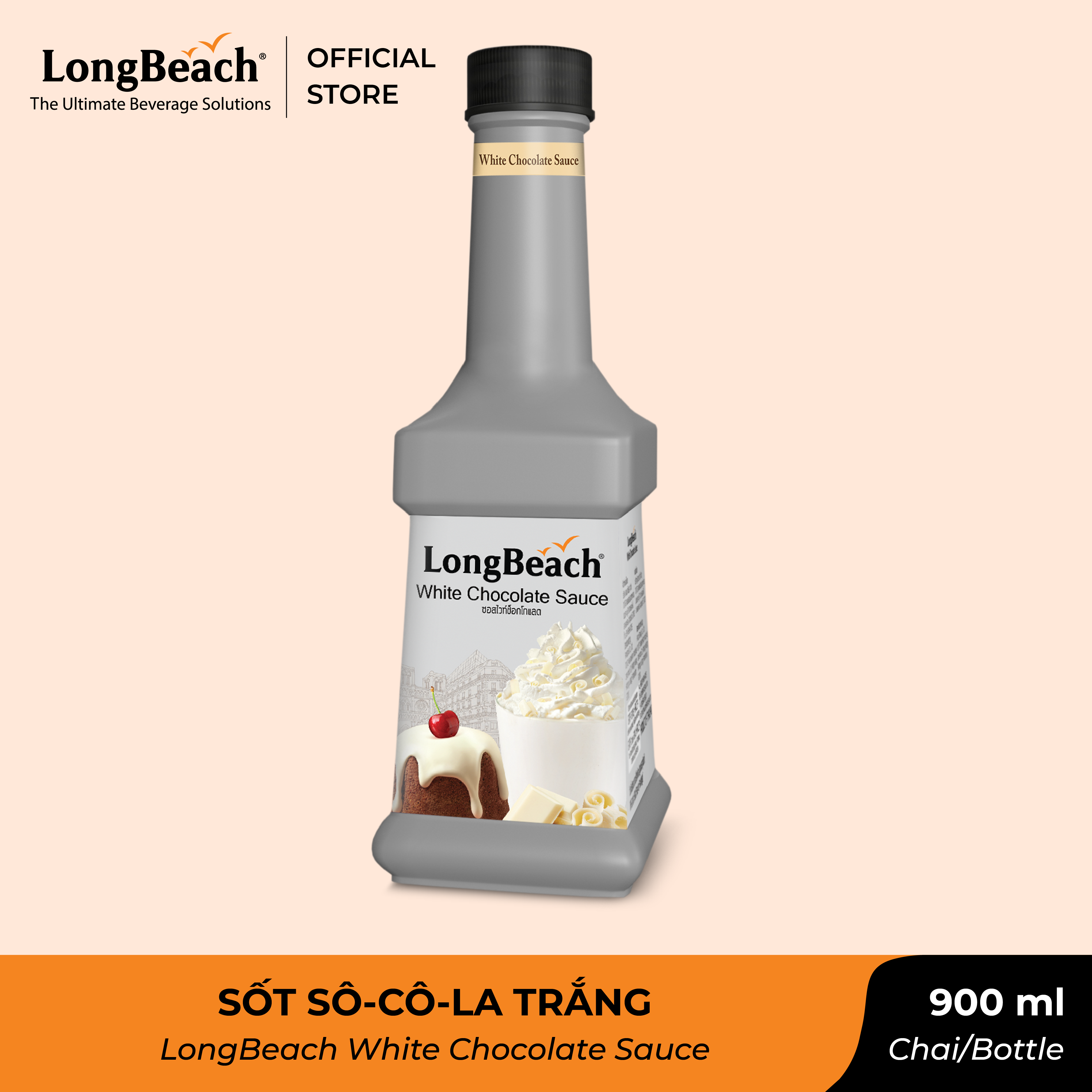 Sốt Sô-Cô-La Trắng - LongBeach White Chocolate Sauce 900 ml