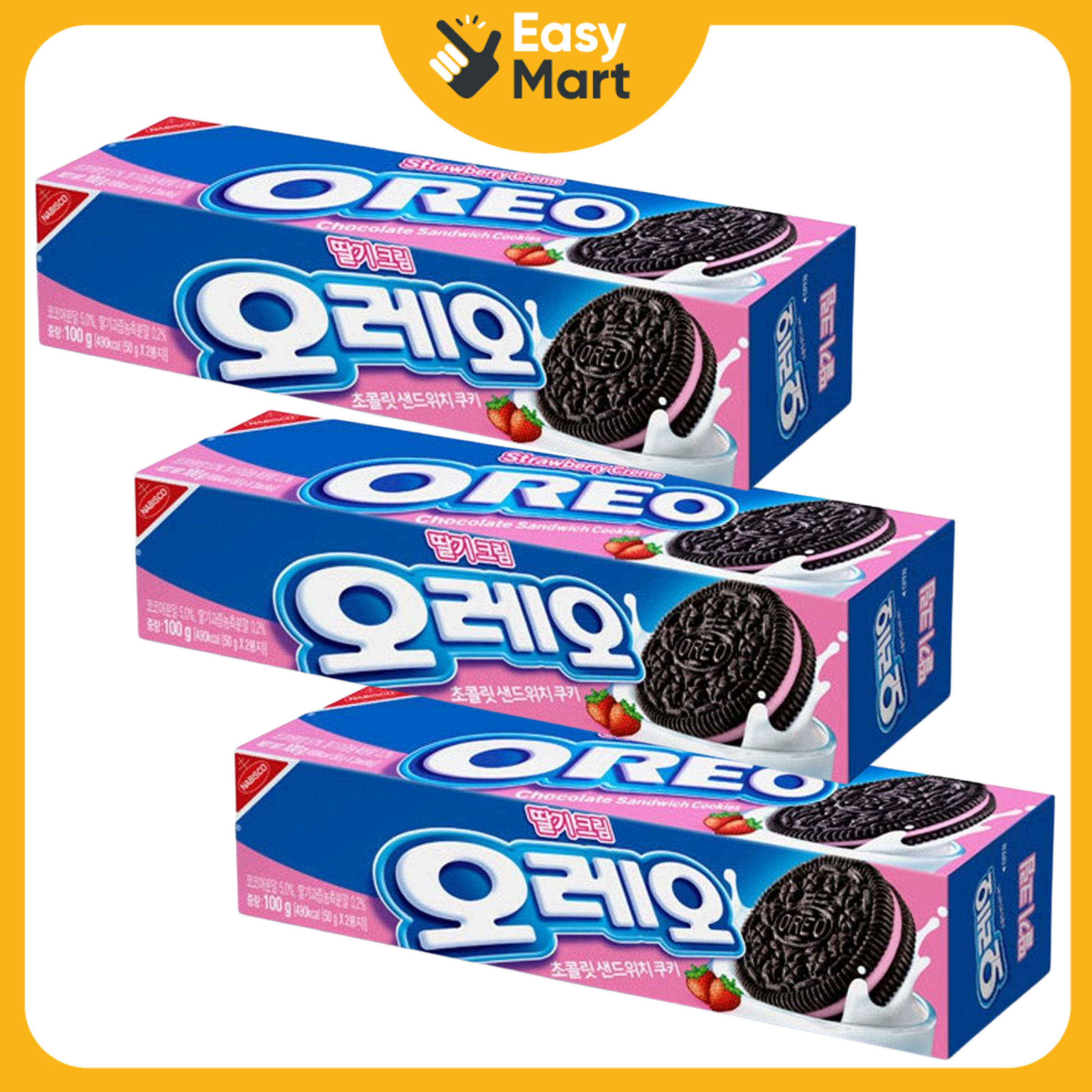 Bánh quy nhân kem dâu Oreo Hàn Quốc 100g