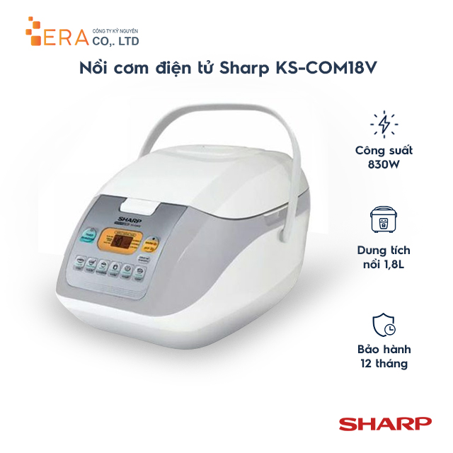 Nồi Cơm Điện Tử Sharp KS-COM18V-W - Hàng chính hãng