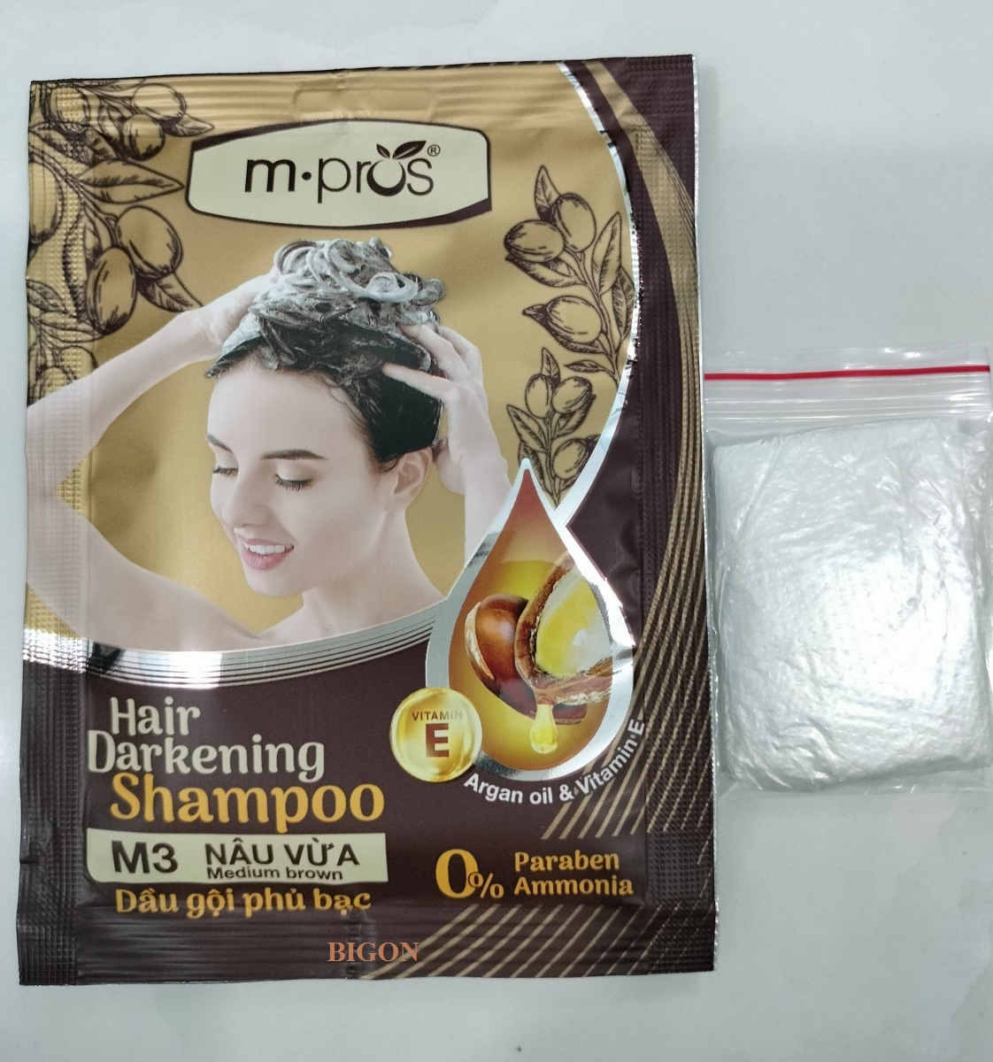 [Nâu Hạt Dẻ - M3] Dầu Gội Nhuộm Tóc Nâu Phủ Bạc 100% Siêu Dưỡng M.PROS 25ml - M3