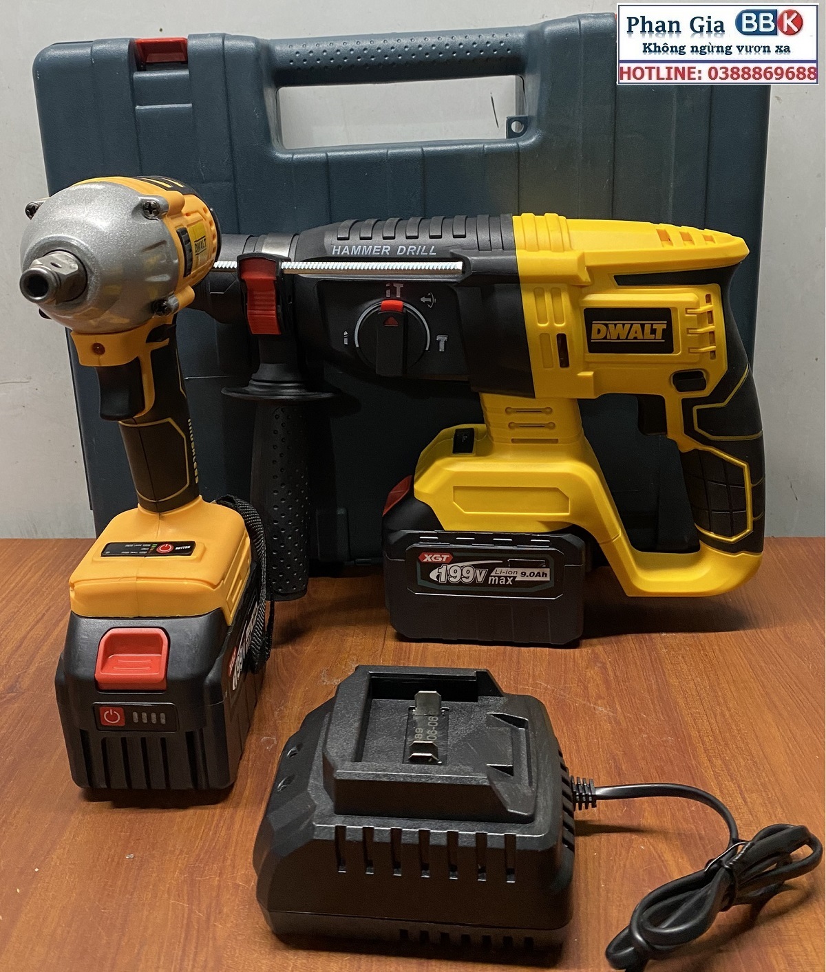 Bộ Combo Máy Khoan Đục Bê Tông Và Máy Siết Bulong - Bộ 2 Pin 15 Cell Động Cơ Từ Không Chổi Than - Bảo Hành 12 Tháng