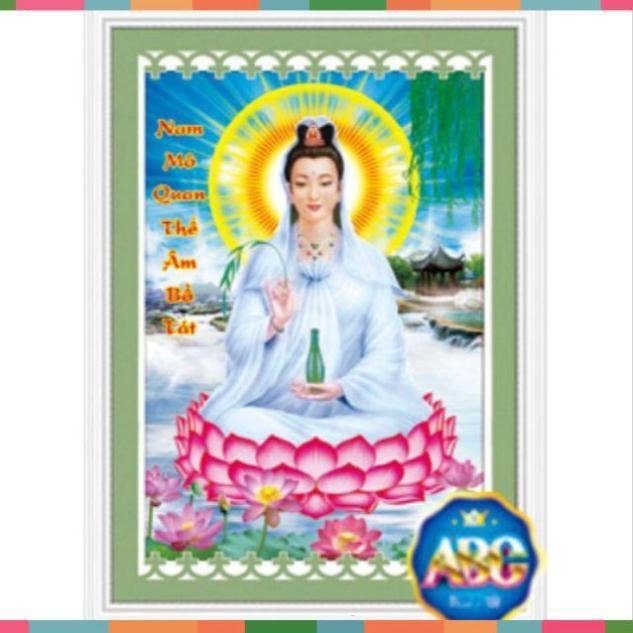 Tranh đính đá phật bà Quan Âm kt 55*75cm
