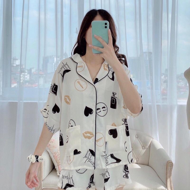 Bộ ngủ Pijama hoạ tiết đáng yêu - Lụa mango
