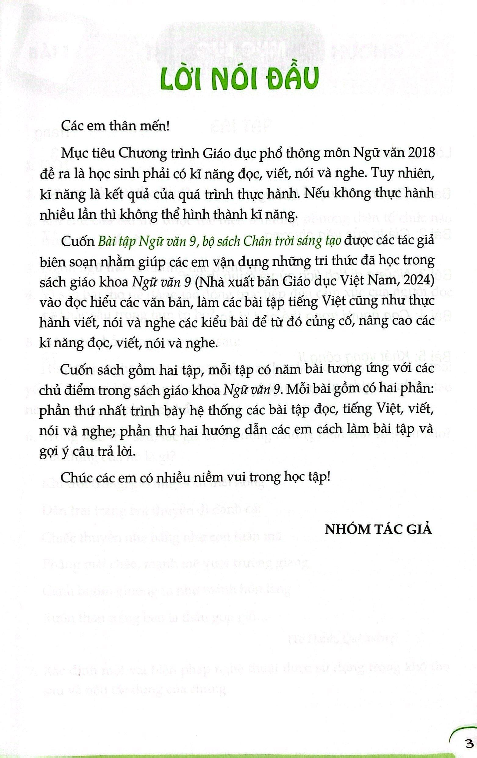 Bài Tập Ngữ Văn 9 - Tập 1 (Chân Trời) (Chuẩn)