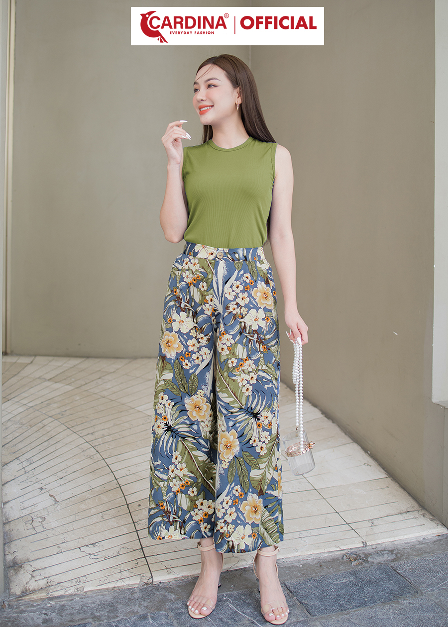 Áo Nữ CARDINA Chất Tăm Lạnh Cổ Tròn Sát Nách Kiểu Dáng Basic Tôn Vóc Dáng 3AF16